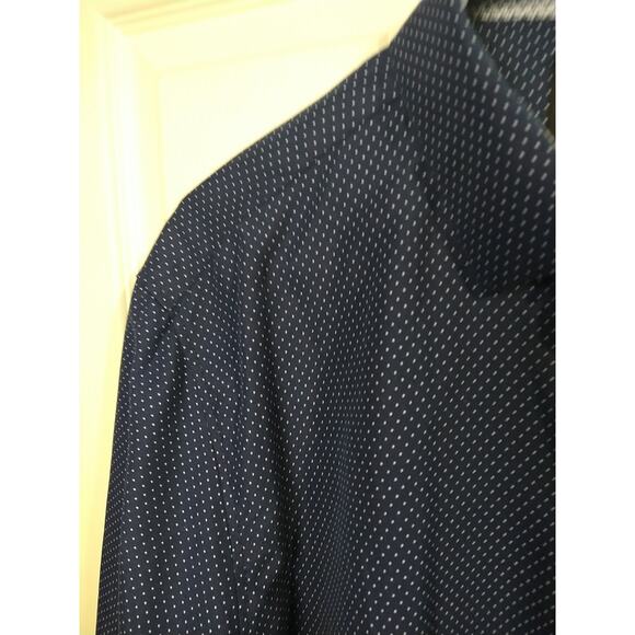 Calabrum Men's XL 17-17.5 Shirt Blue White Polka Dot Long Sleeve Collared Button - Picture 3 of 10